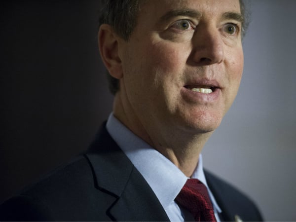 Rep. Adam Schiff, D-Calif., speaks to reporters on Capitol Hill in Washington, during a break in the House Intelligence Committee's questioning of President Donald Trump's former campaign manager Corey Lewandowski, Wednesday, Jan. 17, 2018. 